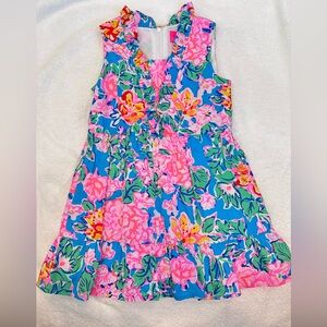 Lilly Pulitzer Girls Dress Size 5 Bright Floral Ruffle Sleeveless